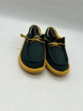 Hey Dude Wally Sox Tundra Men’s Size 11 Green Gold Mesh Casual Slip On Sneakers